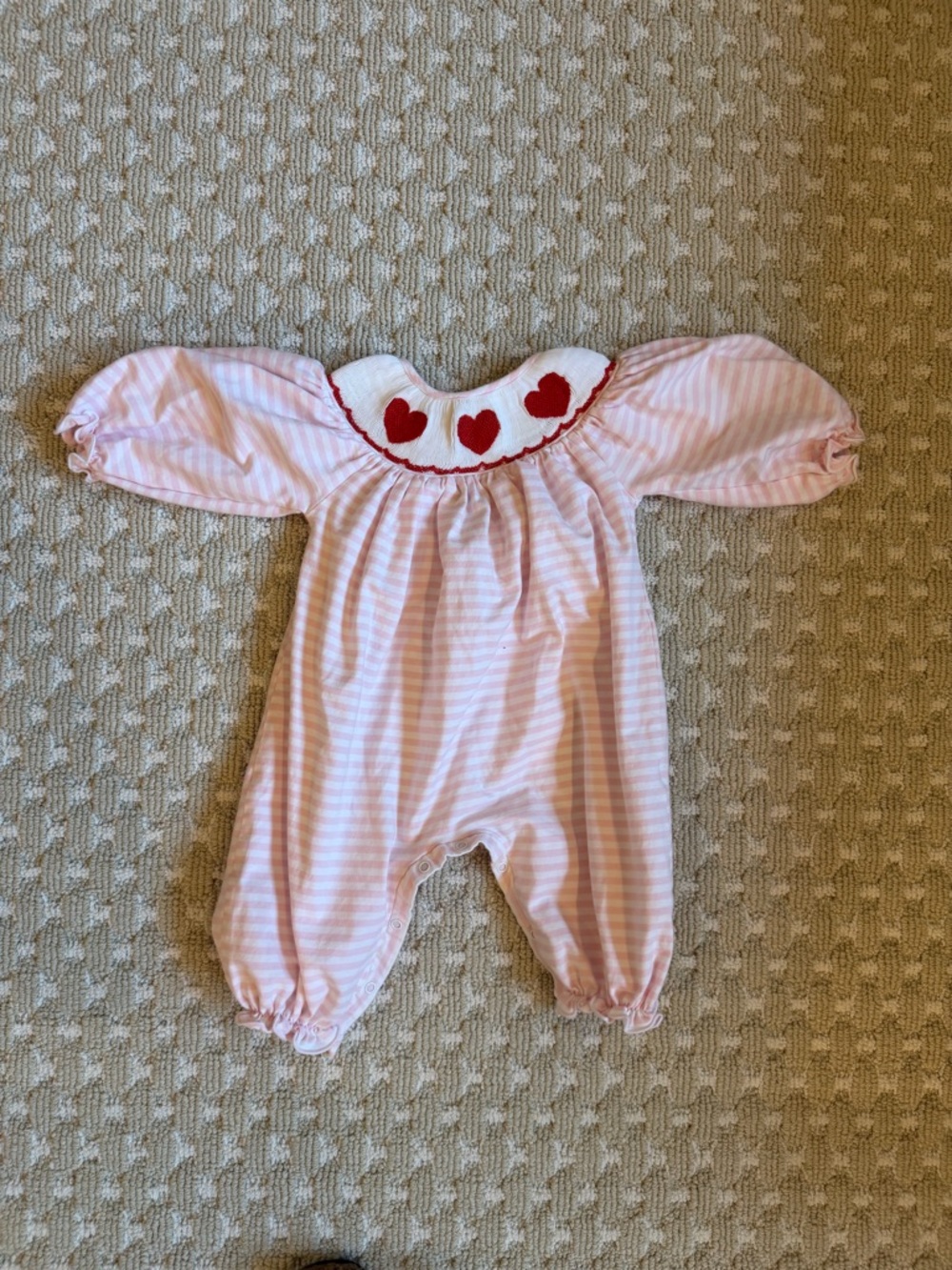 Pink Striped Heart-Trim Footie One-Piece for Kids